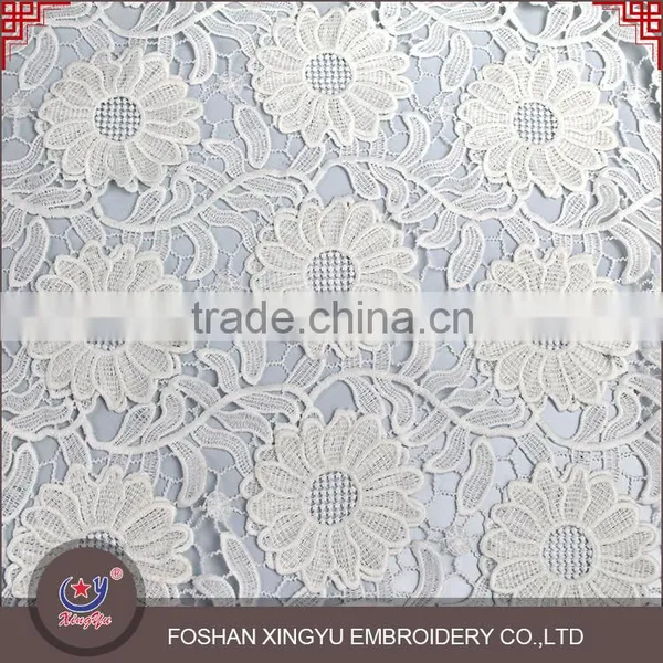 OEM Beauty Fashion French White 3D Flower Pattern Embroidered Mesh Lace Fabric for Garment Clothing photo-2