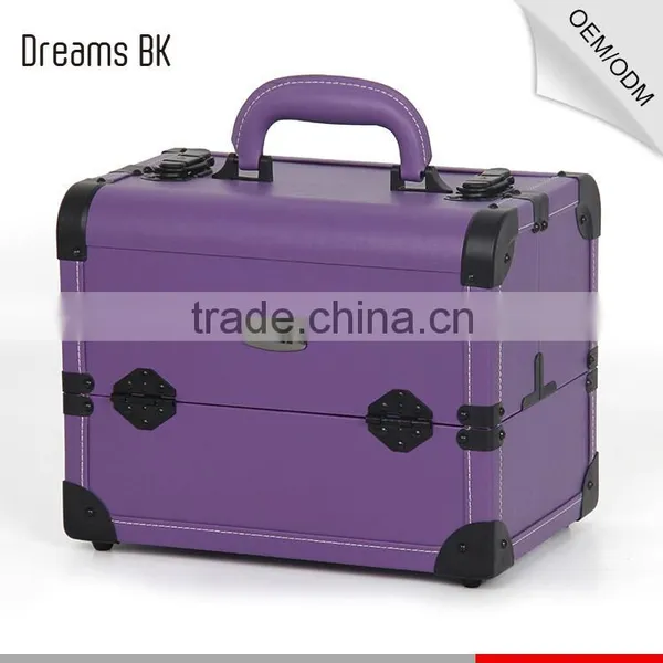 Purple Portable Cosmetic Beauty Train Box Makeup Display Case photo-2