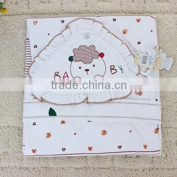 BB-MS-023 Plain White Polka Dot and Cute Cartoon Pattern Baby Hooded Towel photo-3