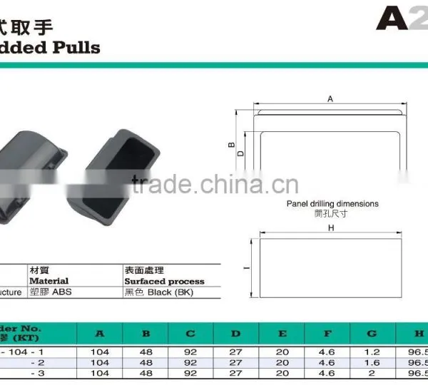 ABS Plastic Embedded Pull, Recessed Flush Pull Handle, Industrial Concealed Cabinet Drawer Pull photo-2