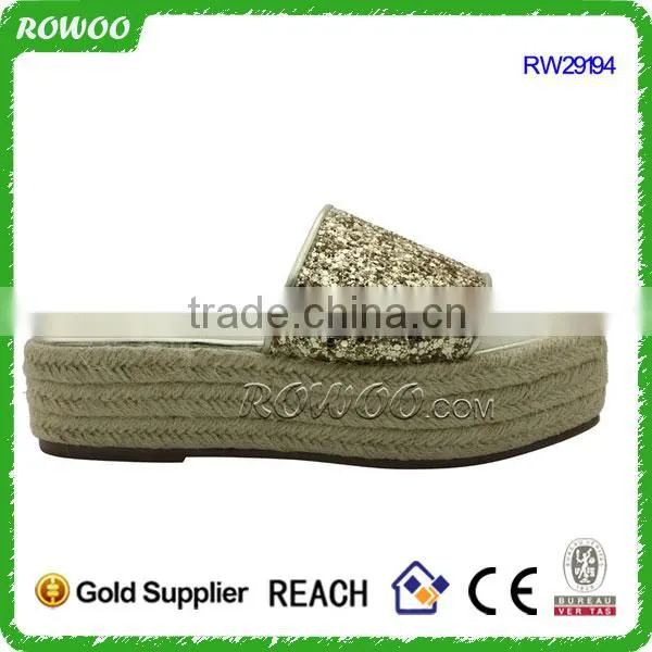 Shiny Glitter Lady Wedge Manufacturer Wholesale Slip on Shoes photo-4
