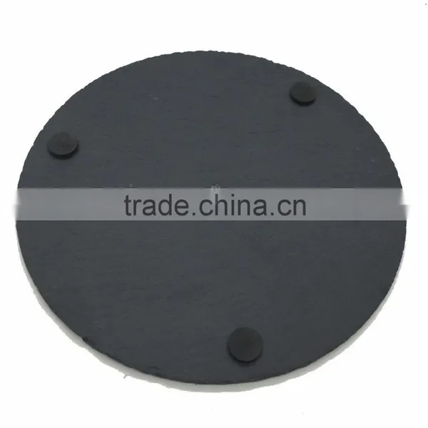 [factory Direct] Dia20cm Natural Edge Round Shape Slate Plate for Glass Cover Item CP-2020CD2AN photo-2
