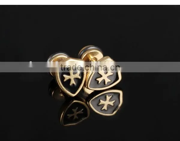 Wholesale Factory Gold Plated Stainelss Steel Cross Earrings for Men photo-3