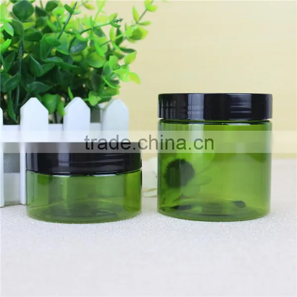 100ml 200ml Plastic Green Face Mask Cream Containers With Black Cap