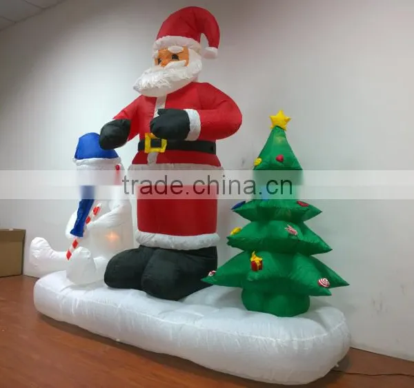 DJ-XT-51 Inflatable Santa Claus and Polar Bear Stay in Snowfield Protect Christmas Tree Garden Decoration photo-2