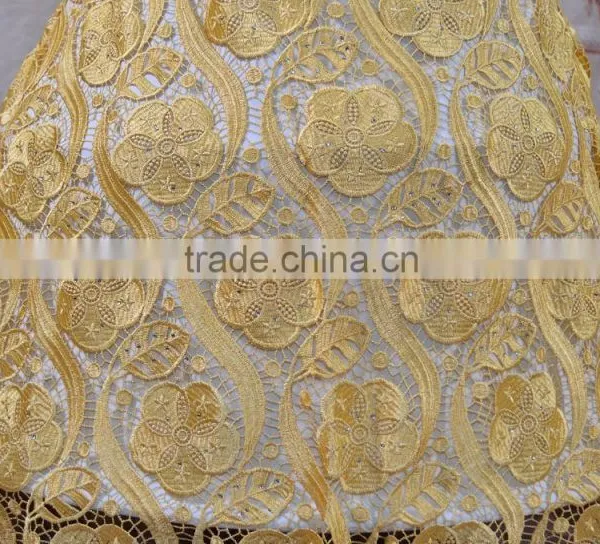 Water Soluble Embroidered Lace Collar Wedding Dress Water Soluble Lace Stock Lace Fabric photo-4