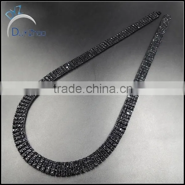 Hot Sale 4 Row Men's Heavy Hip Hop Black Diamond Necklace photo-2