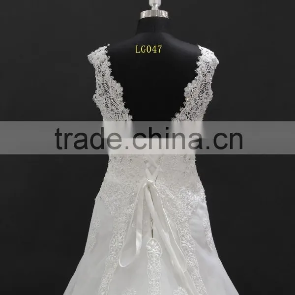 2016 Best Sellinig Dress! Elegant Slim A-line Venice Lace With Delicate Beading Wedding Dress photo-5