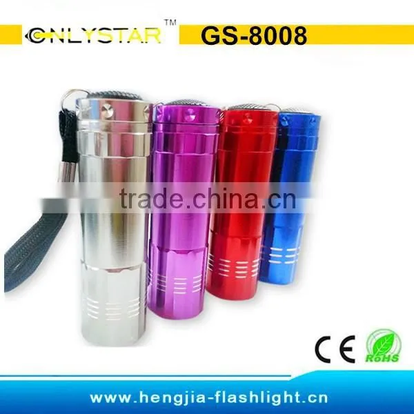 GS-8008 aluninum 9 led torch light main product mini torch flashlight