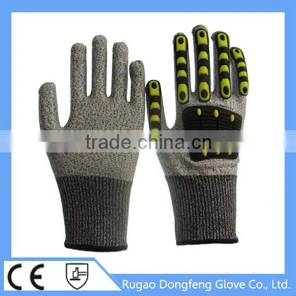 CE EN388 13g Seamless HPPE Knitted Anti-Vibration Mechanic Gloves for Plumbing