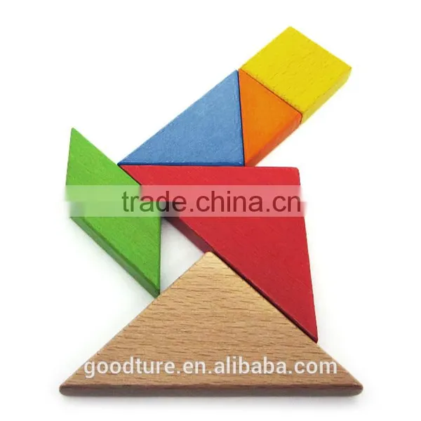 2015 Hot Sale Wooden IQ Intelligent Puzzle Tangram Seven Pieces Puzzle Model Number GAD1132 photo-5