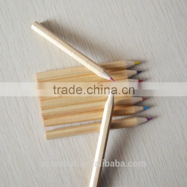 3.5" Hexagonal Shape 2.65mm Color Lead Natural Wood Mini Color Pencil photo-2