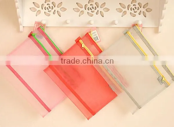 A4 B5 A6 Bump Color Grid Double Zipper Bag Students Learning Stationery to Receive Bag, Pen Bag Pn6420