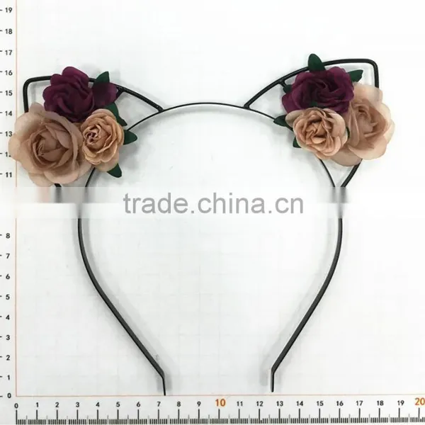 Lovely Fabric Rose Flower Metal Ear Headband Cute Alice Band photo-6