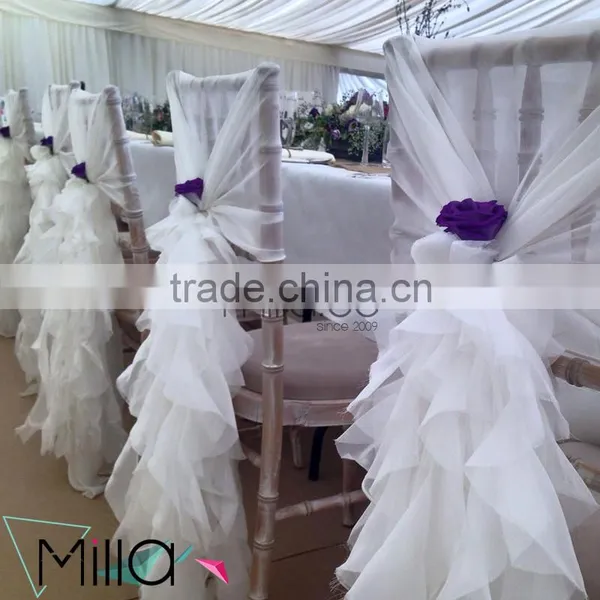 Hot Sale 2016 Wholesale Blush Chiffon Ruffled Wedding Chair Cover Sash Hood photo-6