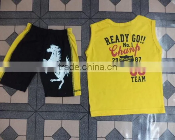 Children Printed Knitted Short Sleeve T-shirt and Short Pant Set