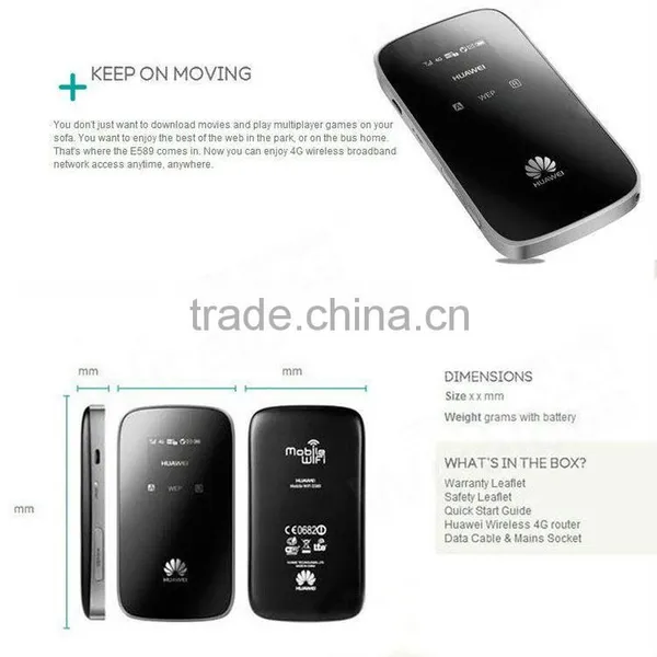 Wholesale Original Unlock LTE FDD 100Mbps Huawei Wireless 4G LTE Router E589 Pocket WiFi Hotspot on 2015 photo-2