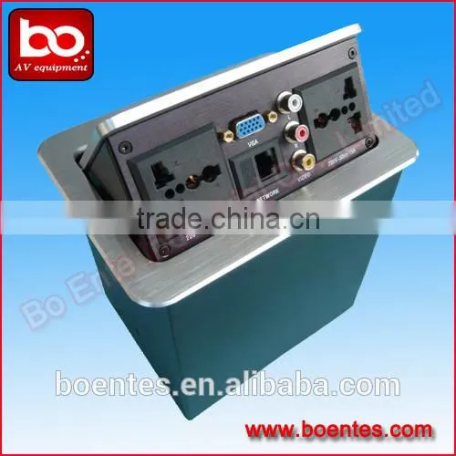 Aluminum Brushed Hydraulic Tabletop Pop Up Socket/Desktop Power Outlets With Bottom Interface Plug photo-4