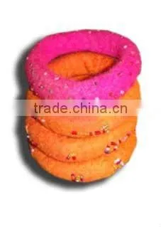 Felt Bangles With Glass Beads Decoration