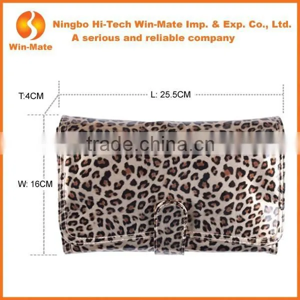 2014 Best Seller Leopard pu Bag Nylon Hair& Wood Handle 24 Piece Make up Cosmetic Brush Set In Pretty Pouch photo-3