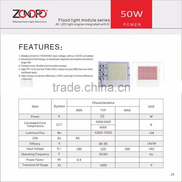 50w 30w 100w Flood Light Spot Light Ra80 80LM Aluminum Driver on Board 110v 220v Input High Bay Light ac Chip photo-3