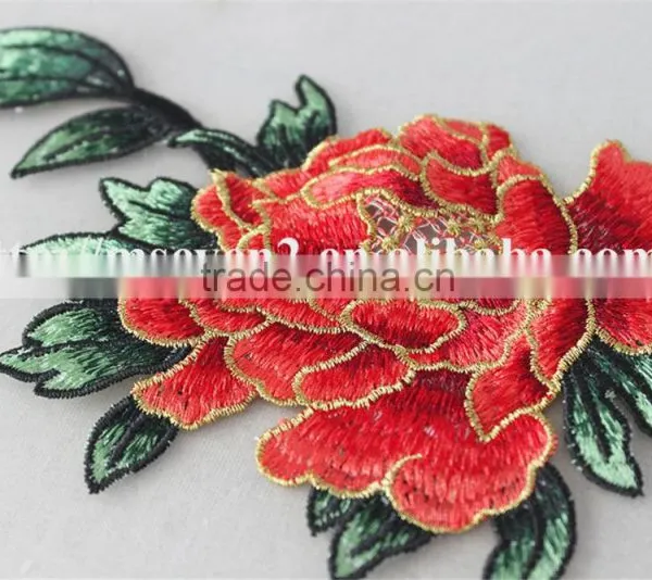 Hot Sales Large Sew on Patches Embroidery Christmas Patch Rose Pattern for Dress photo-3