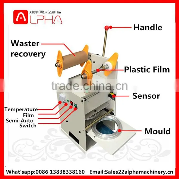 High Speed Automatic Plastic Boba Tea Cup Sealing Machine for Plastic Cup / Bowl / Paper Cup photo-6