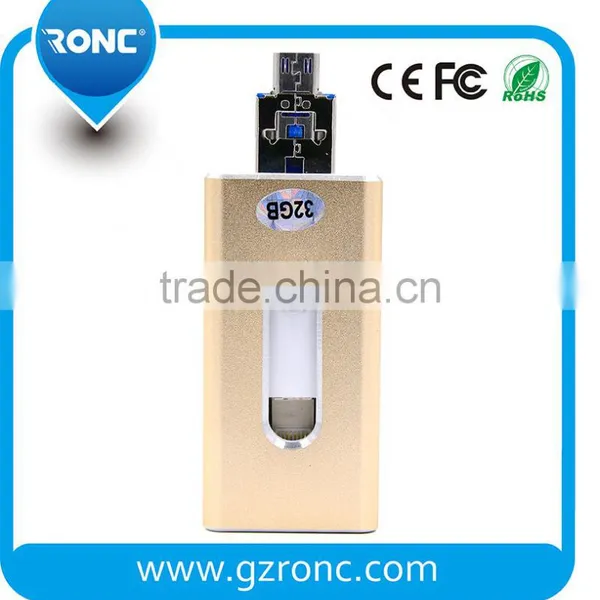 Custom Logo 2.0 Otg 3 in 1 128g USB Flash Drive for IPhone and Android PC photo-2