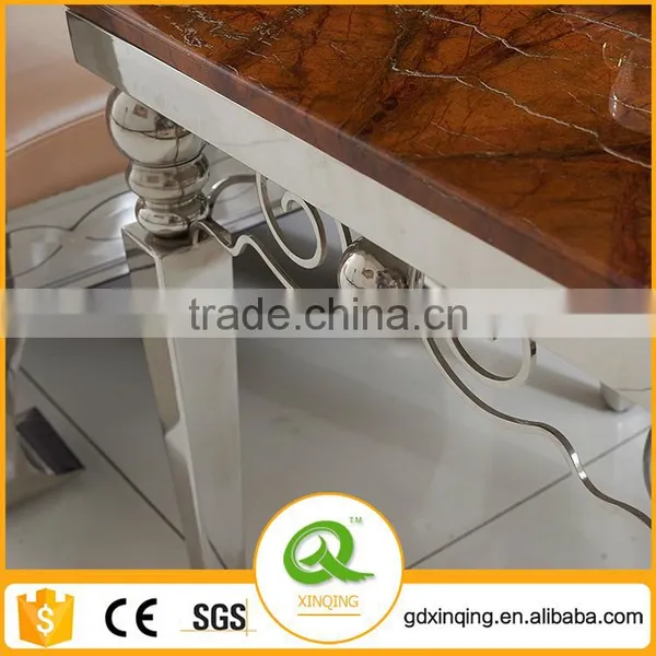 D398 Modern Living Room Furniture Stainless Steel Marble Side Table photo-2