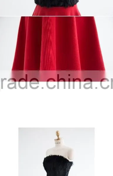 2017 Merry Christmas Sexy One Piece Girls Party Dresses Faux Fur Bust Christmas Costume HSD5490 photo-5