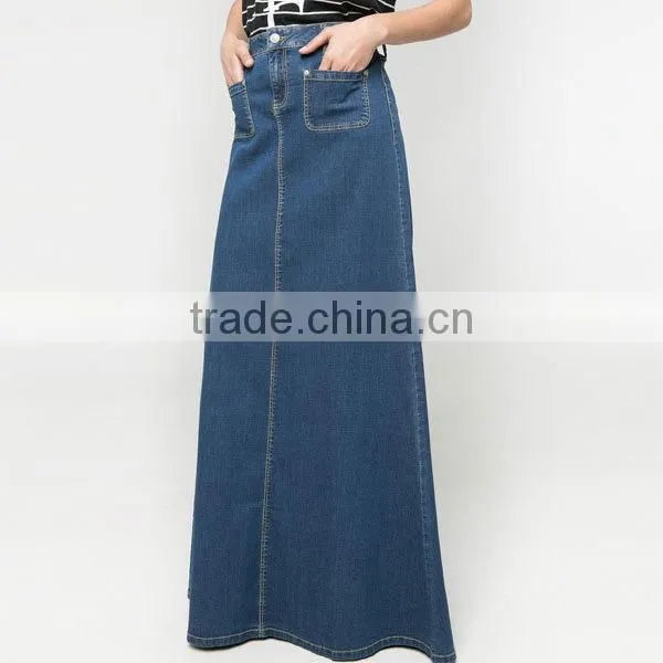 Factory Directly Sale New Ladies Flared Long Denim Skirt photo-6