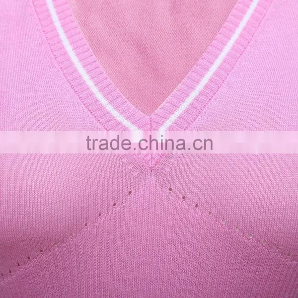 Contrast Trim Knitted Pullover With Short Sleeves and Empire Waist photo-3