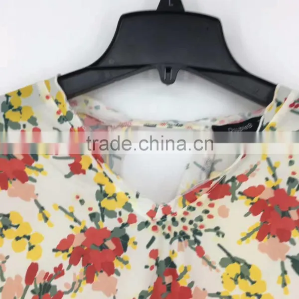 China Supplier Clearance Stock Lots Women Flower Print Chiffon Blouse photo-4