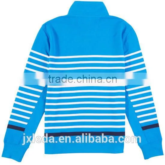 Cheap OEM Service Dry Fit Striped Quarter Zip Pullover Long Sleeve Polo Shirt photo-4