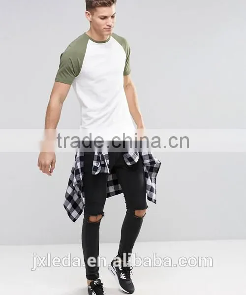 Wholesale Men Contrast Raglan Short Sleeves Muscle Tight Fit T-shirt photo-4