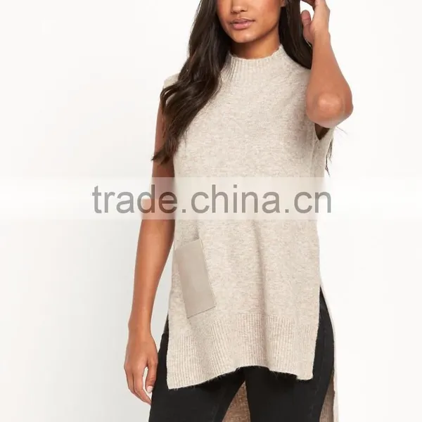 Cold Shoulder Draped Waterfall Front Knitwear Long Line Design Knitwear photo-2