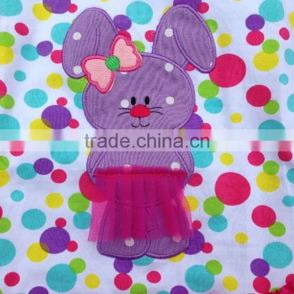 2015 New Baby Girls Color Dot Bunny Easter Dress With Necklace and Bow Set photo-2