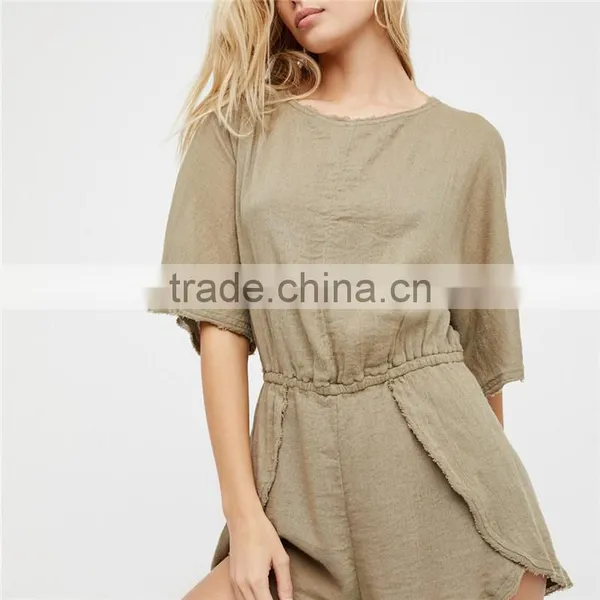 Ropa Mujer Casual Raw Trim Low Scoop Back Beach Rompers Jumpsuits photo-6
