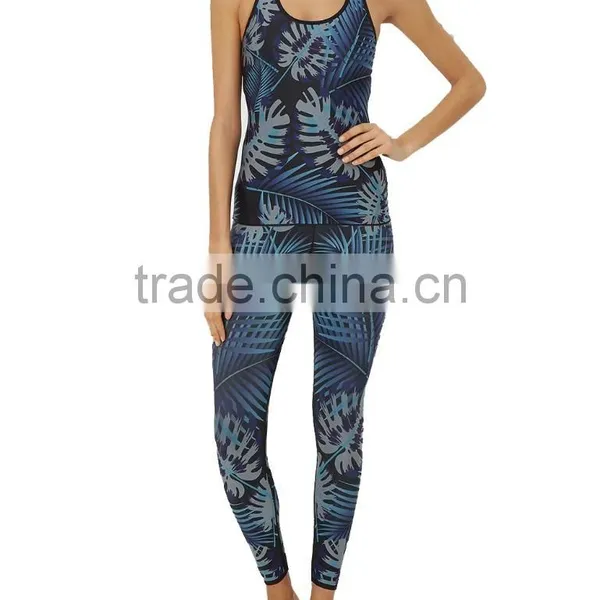 Wholsale OEM Casual Women Sports Tank Top Gym Jogging Wear Printed Yoga Wear Set photo-3