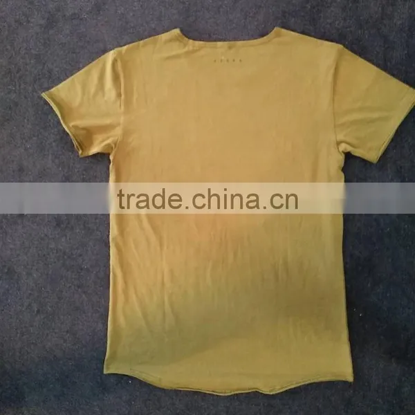 Khaki Customized Design Raw Hem Gym T Shirts for Men photo-2
