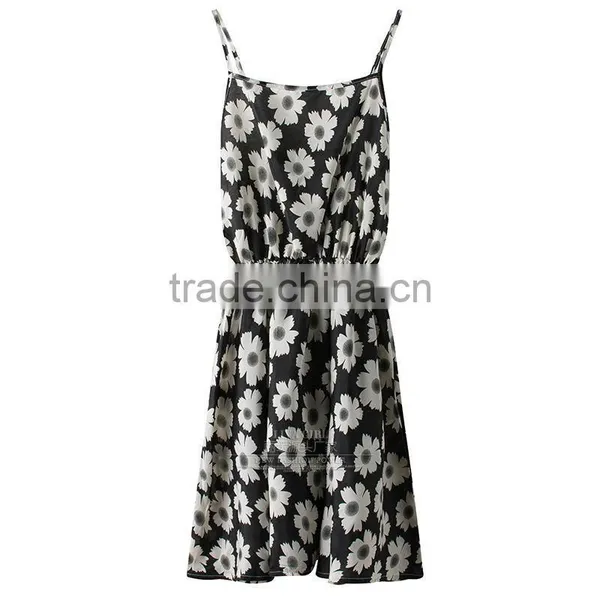 Summer Womens Spaghetti Strap Backless Floral Sundress Ladies Chiffon Beach Sexy Dresses photo-5