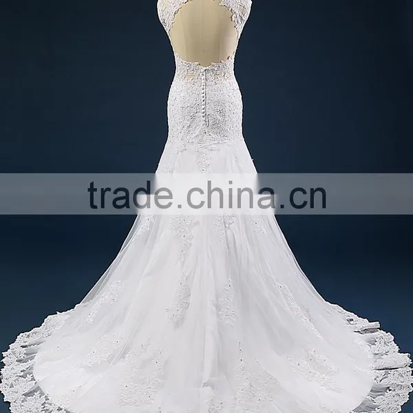 New Style Elegant A-Line Sweatheart Neckline and Sleeveless Lace Wedding Dress AS41401 photo-4