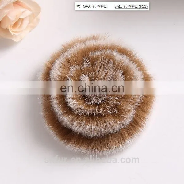 Genuine Fur Accessories Handmade Real Rabbit or Rex Rabbit Fur Flowers