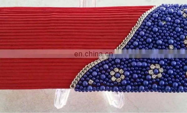 Women Satin Diamante Pleated Wedding Bridal Evening Handbag Clutch Bag