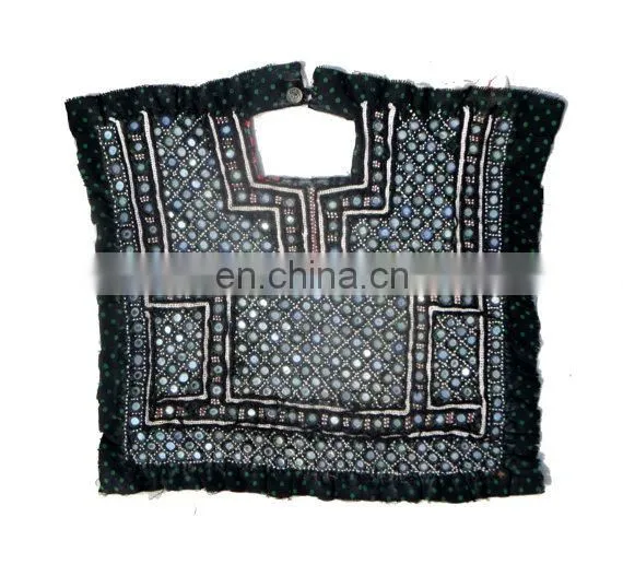 IIndian Vintage Handmade Neck Yoke Thread With Mirror ,Embroidery Work Applique Patch Sewing Craft.Big Vintage Banjara Neck Yoke photo-2