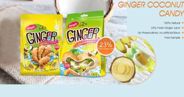 150g Sweet Hard Candy Rich Coconut Ginger Candy With Bag Package photo-5