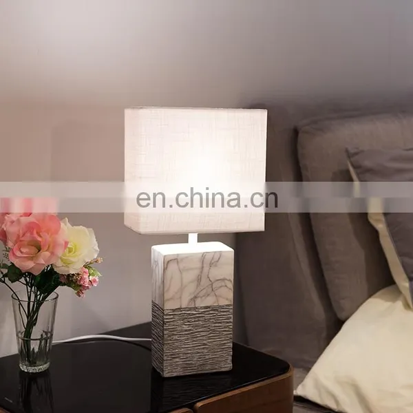 Popular Custom Logo Cheap Cuboid Pillar Custom Vintage Relief White Marble Table Lamp Porcelain for Home Decor photo-6