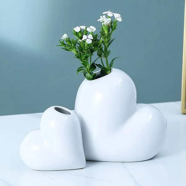 Heart-Shaped Small Creative Ceramic Vase Soft Candelabrum Decoration For Living Room photo-2