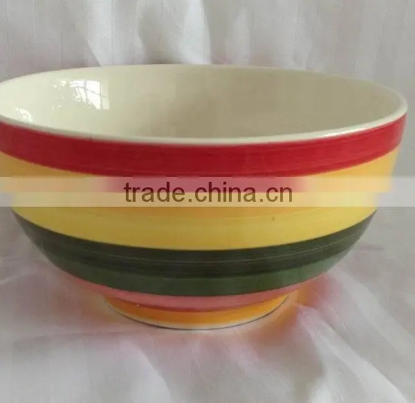 Rainbow Color Band Stoneware Handpainted Dinner Plate photo-4
