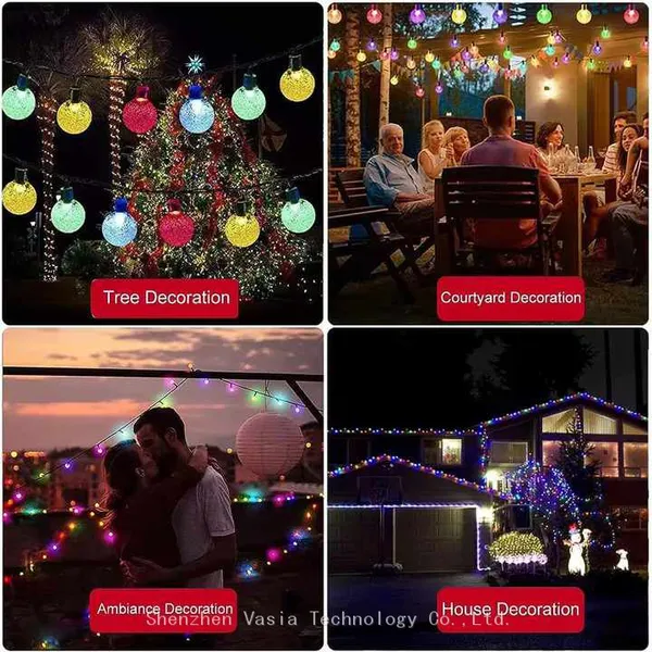 Remote Control Solar Crystal Globe Lights - IP65 Waterproof for Outdoor Yard Garden Christmas Party Decor photo-2